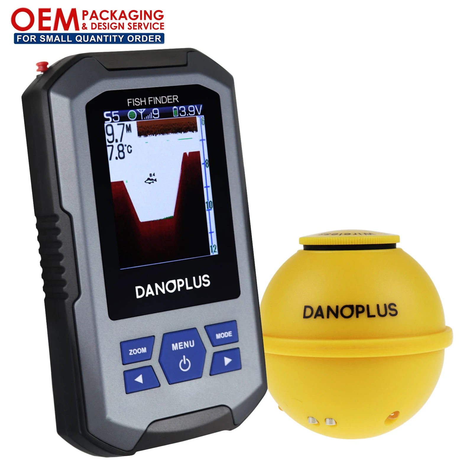 OEM в упаковке доступен-рыболокатор беспроводной гидролокатор датчик 45 метров (147 футов)/0 7 (2 фута) Глубина ЖК-дисплей