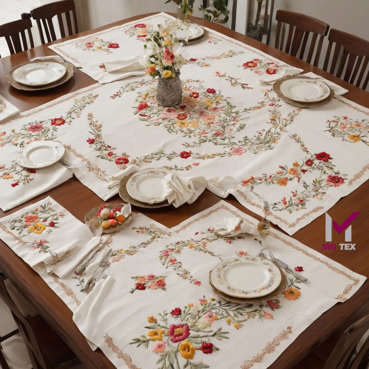 attractive prices of new year 2024 100% Cotton table cloth dyed and embroidered comes from an Indian supplier with affordable