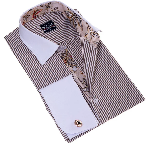 Wholesale Business Shirts Long Sleeve Striped Twill White Latest Dress Shirts made in turkey