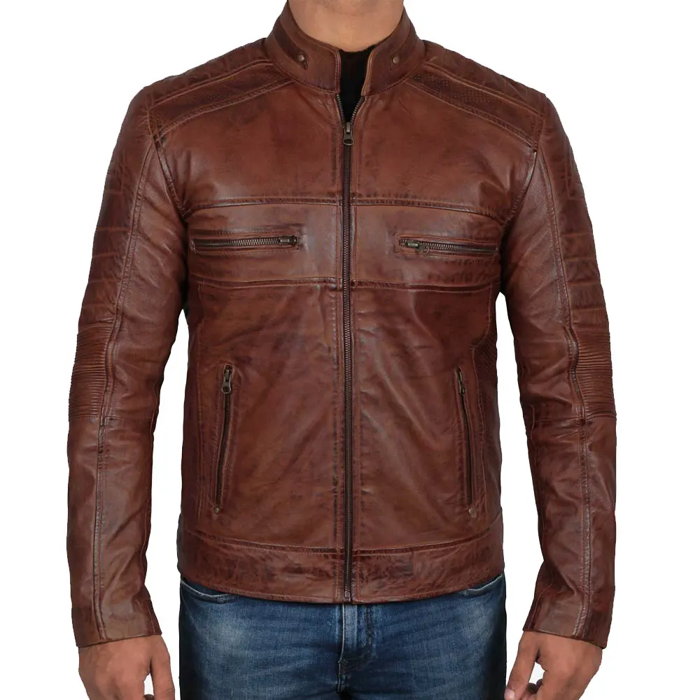 Different Colors Available In Best Selling Price Leather Men Jacket Outdoor Use Leather Jacket USA 2024