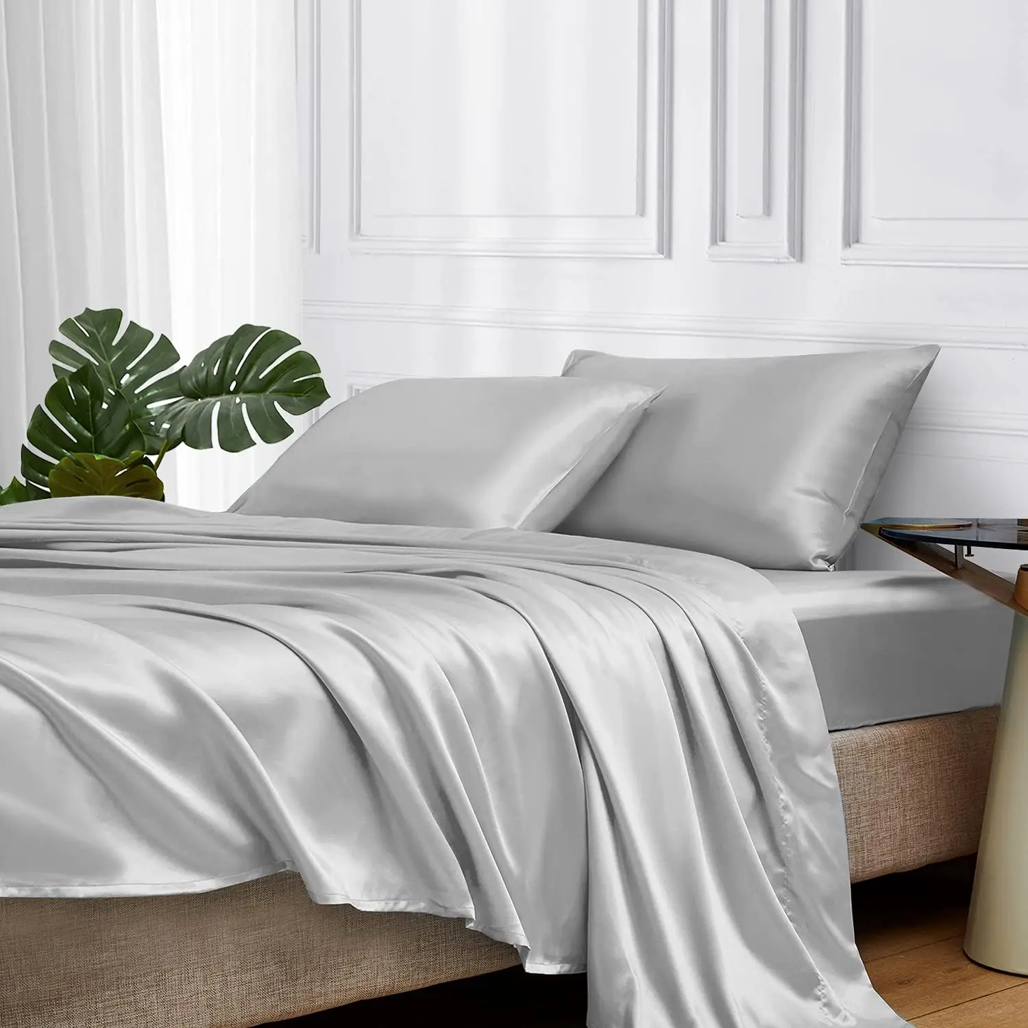 Silk Sheets Set 100% Charmeuse Mulberry Silk Bed Sheet Set, Thick, Heavy Silk, Deep Pocket OEM Made In Vietnam