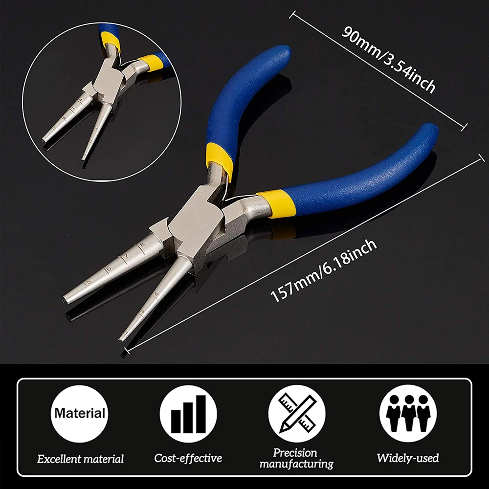 Wire Looping Pliers With Non-Slip Handle, Precision Round Nose Pliers (2~8mm Loops) For Beading Jewelry Making And Wire Forming
