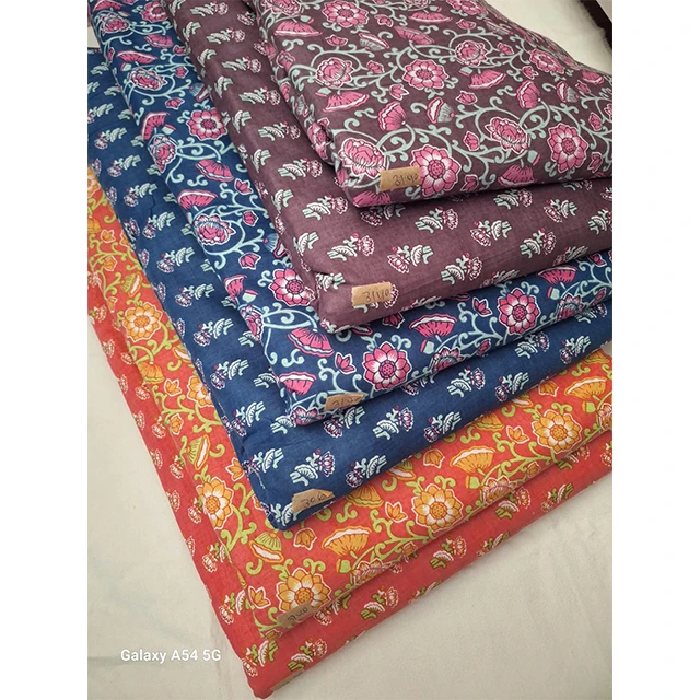 Fabric Wholesale India Hand Printed Fabric Indian Cloth Textile Cotton Manufacturer Price Fabric for Dress Clothing
