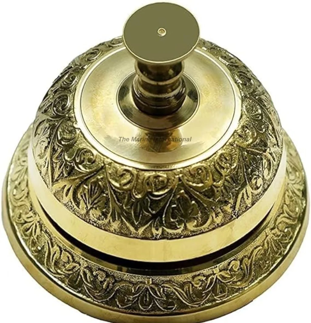 Antique Brass Marine Collectible Table Top Decorative Bell Traditional Art Work Loud Call Ringing Bell-Music Theme