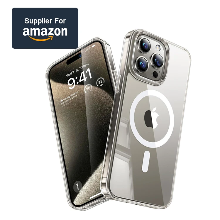 Magnetic Clear Case Work With MagSafes Anti Yellowing Slim Protective Phone Cover Crystal Clear For iPhone 15 Pro Case