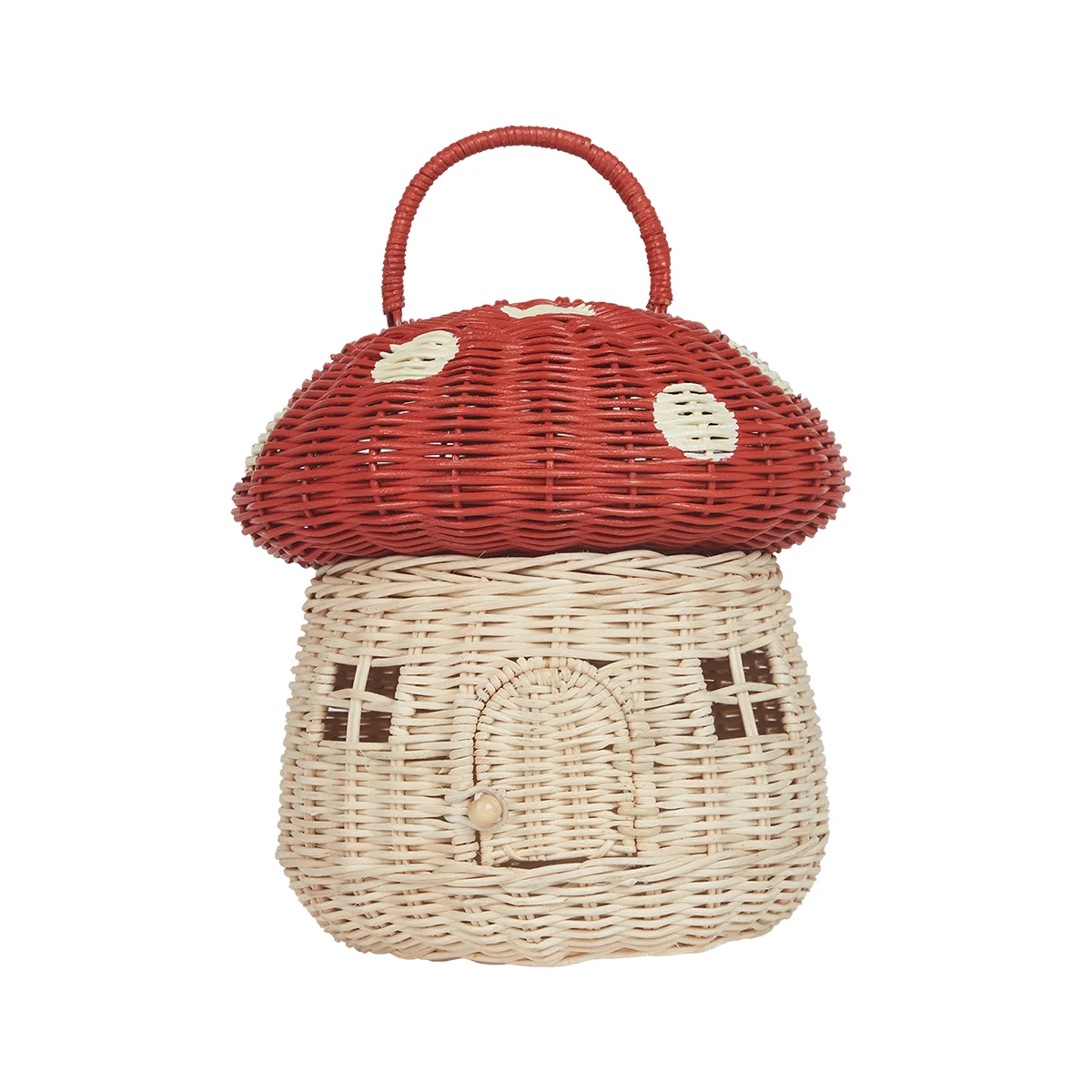 New 100% Handmade Rattan Mushroom House Cute Desktop Storage Basket Ornament Decoration