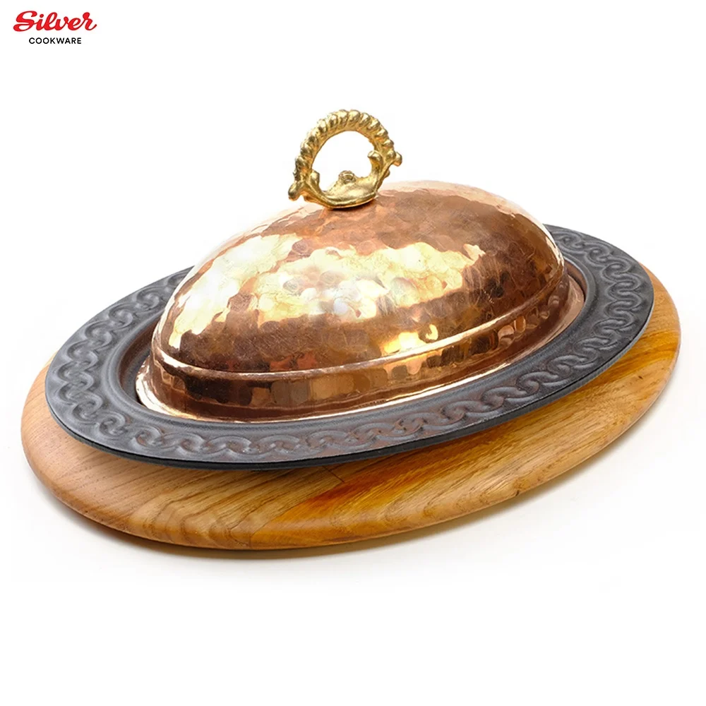 Round Oval Meal Plate Service Platter Cast Iron Plate Dish Customized Pattern Color Enamel Metal Enamel Coating 3.7mm/5mm 1.66kg