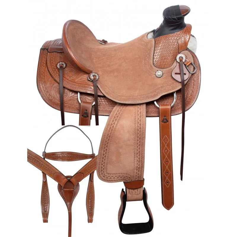 Roper Customized Horse Ranch Saddle : BEST SADDLE Rough Out Leather Western Western Brown Custom Leather