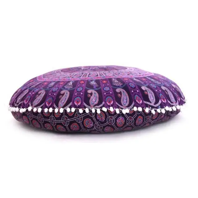 100 % Best Cotton Mandala Round Cushion Cover Floor Seating Pillows Handmade Floral Printed Bohemian Meditation Pillow Covers