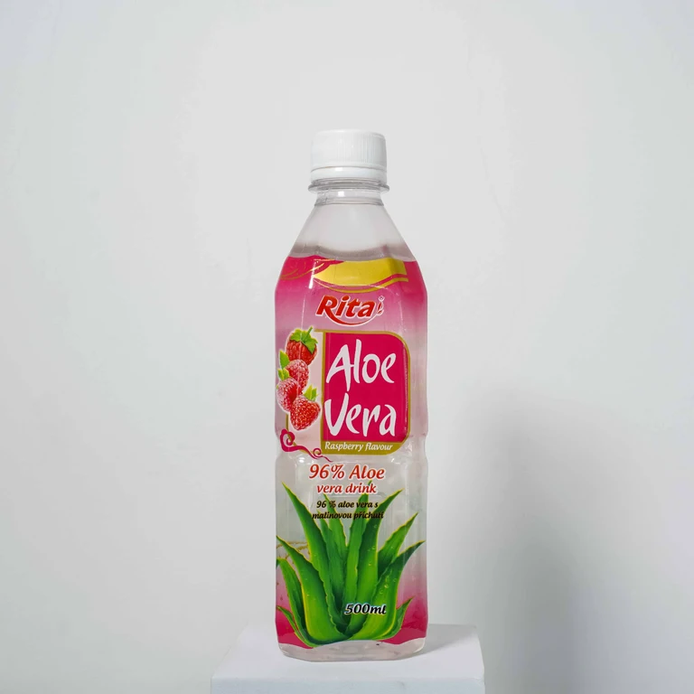 Aloe Vera Pulp Juice Drink Diet Beverages with Raspberry Flavor Bottled Drinking Free Sample Private Label Export