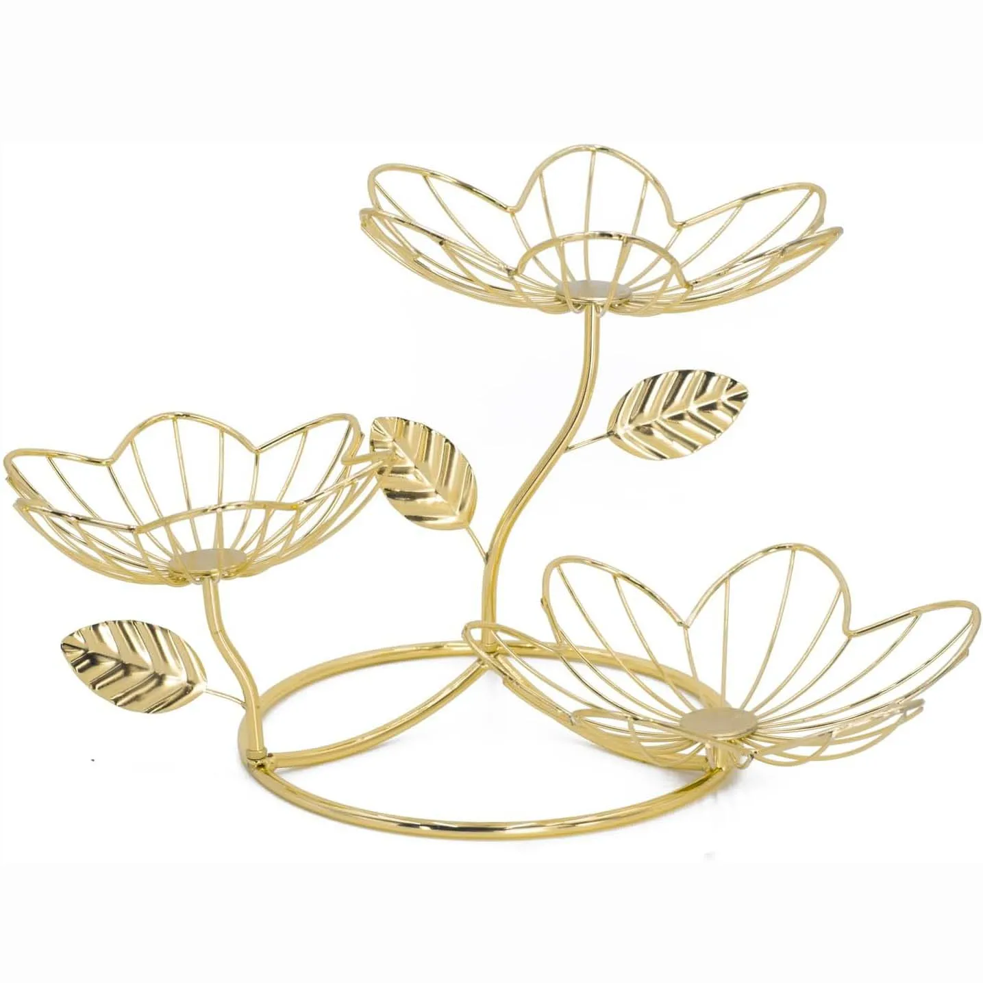 Heavy Duty Manufactured in India Modern Household Items Metal Iron Black Powder Coated 3-Tier Fruit Basket Bowl for Countertop