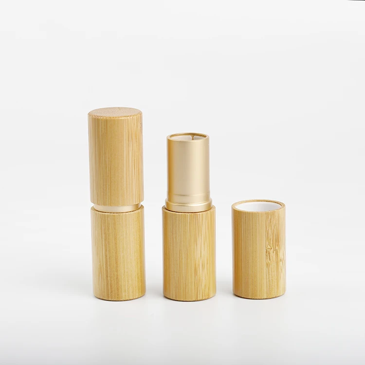 Biodegradable Eco Friendly Twist Up Empty Cosmetics Bamboo Lipstick Tube Lip Balm Packaging Container