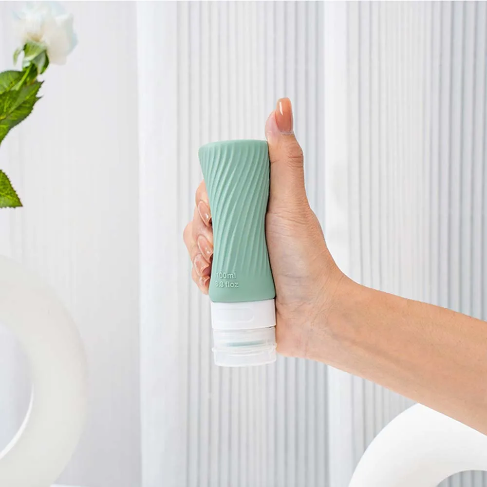 Eco-Friendly Clear Silicone Travel Bottles with Suction Cup Bases - Compact, Portable, and Leak-Resistant for Air Travel