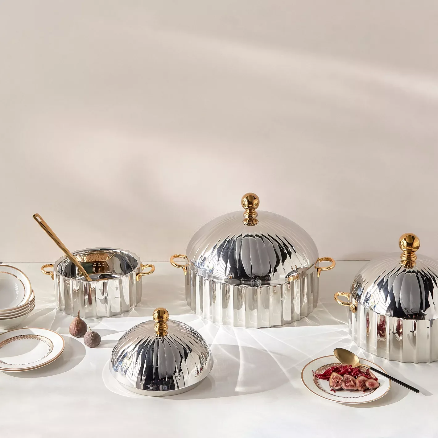 Gold Silver Finishing High Quality Handmade Food Serving Hot Pot Premium Insulated Casserole Serving For Home Hotel Restaurants