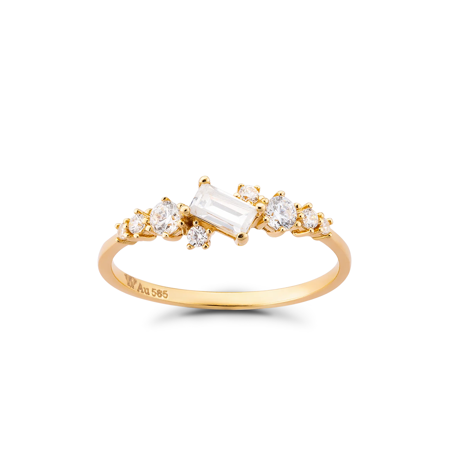 Wholesale price Shiny ring 9k 10k 14k 18k gold ring for women with cz gemstone custom design Vietnam Manufacturer NLF411