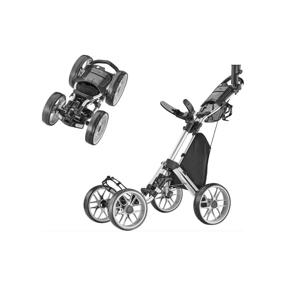 BIGSALE Golf Push Cart One Version 8 1-Click Folding Trolley - Lightweight, Compact Pull Caddy Cart, Easy to Open
