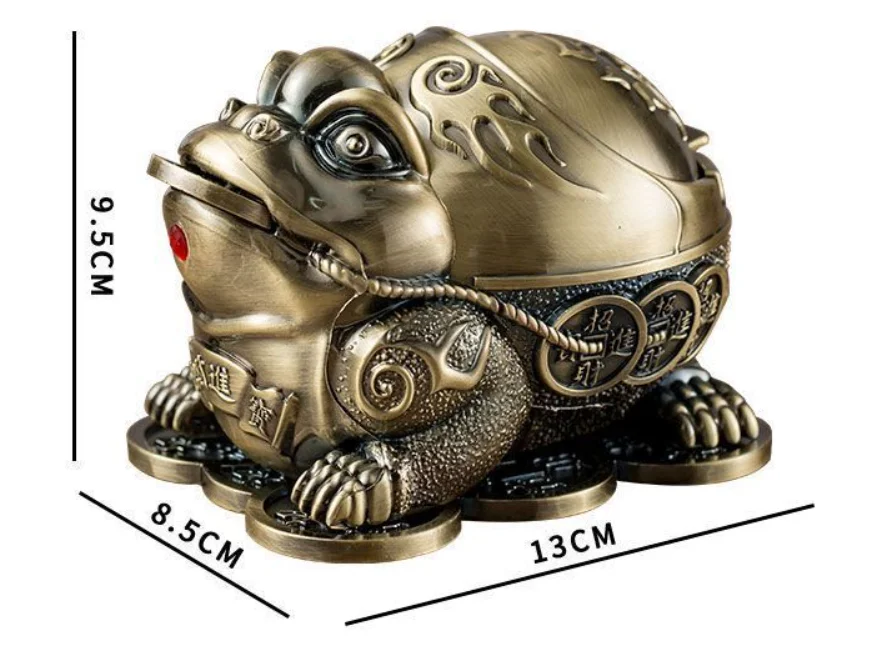 Frog metal ashtray with lid suitable for indoor and outdoor smokers, a beautiful gift for men