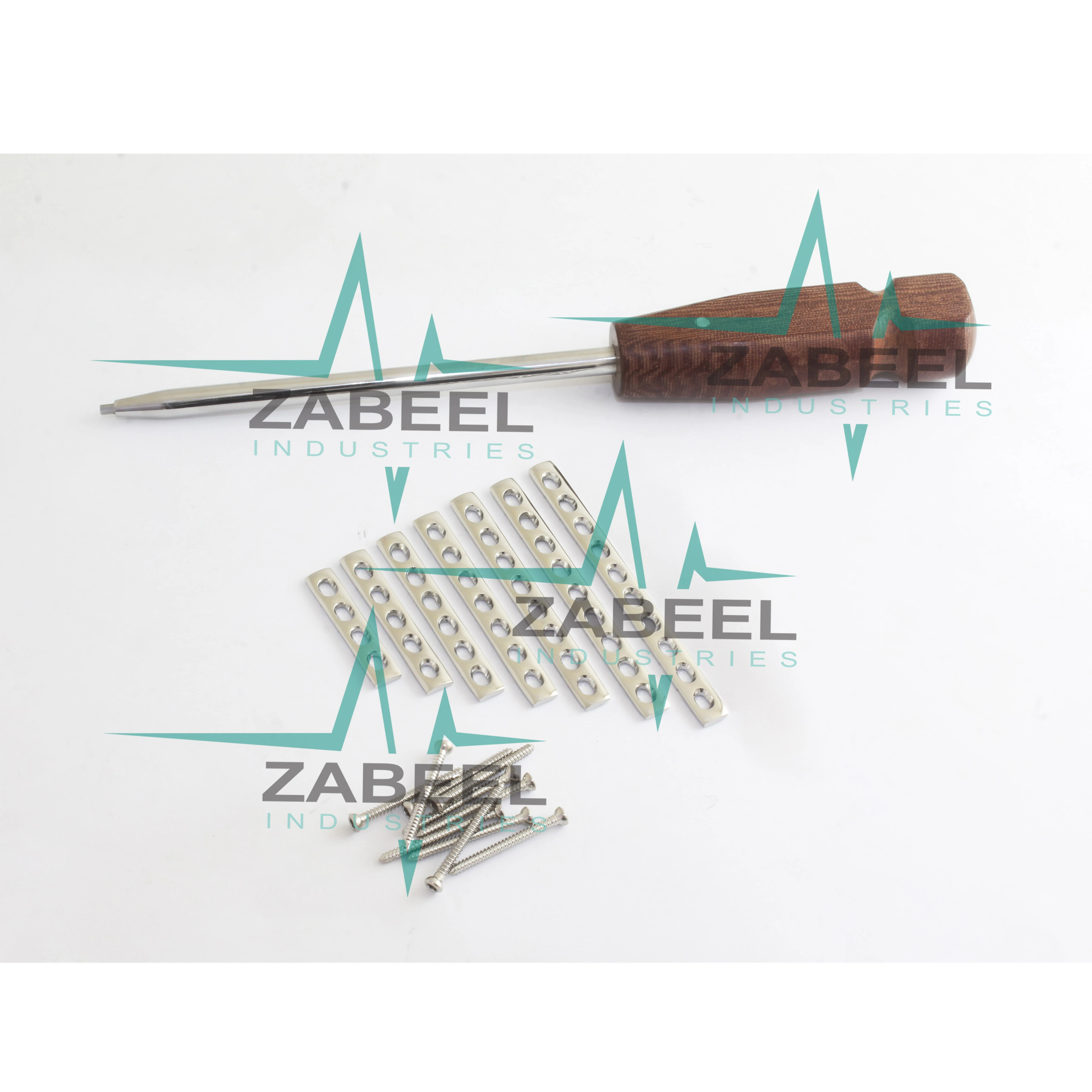 2.4mm LC-DCP Plates & Cortical Screws Set & Screws Driver 109 Pcs Ortho/Vet Implants + 1 PC of Hex Screw Driver by ZaBeel Indust