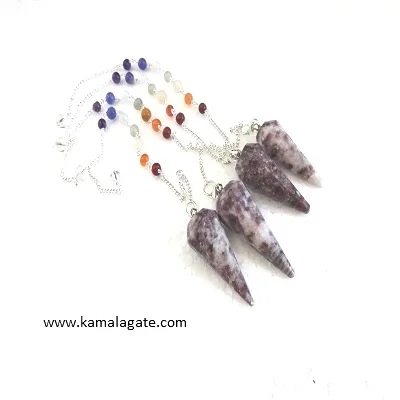 wholesale natural agate gemstone Dalmation Jasper Gemstone Pendulums With Chakra Chain dowsing pendulum for sale