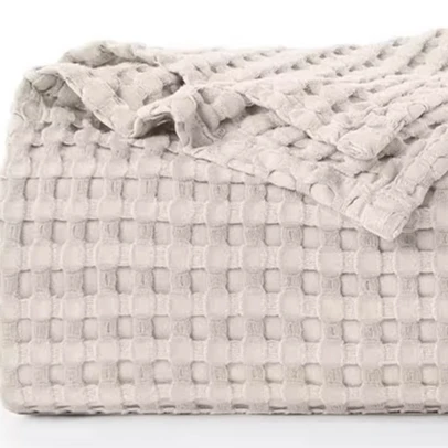 Bed 100% Cotton Queen Size for Bed Waffle Weave Blankets for Summer, Lightweight and Breathable Soft Woven Blankets for Spring