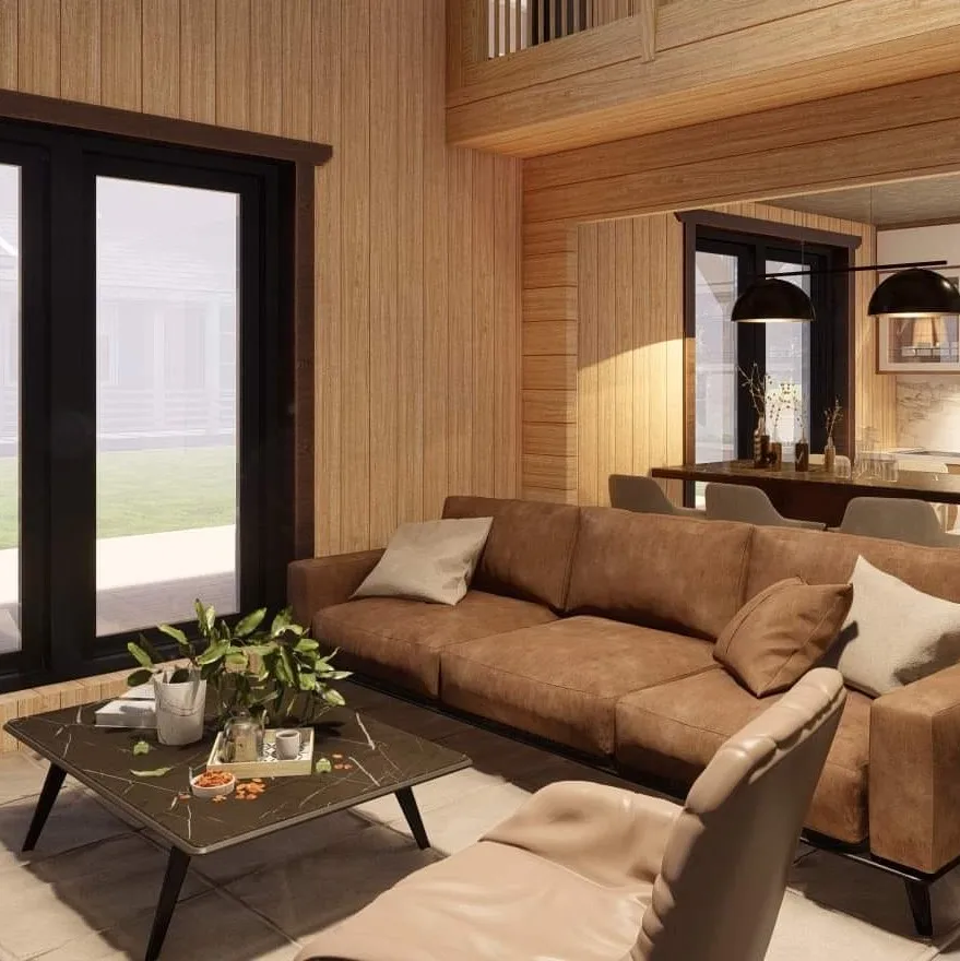 Villa House Office Log Cabin Cb80 chantal 2x70mm-dwelling- according EU Standards energy efficient green energy  renewable