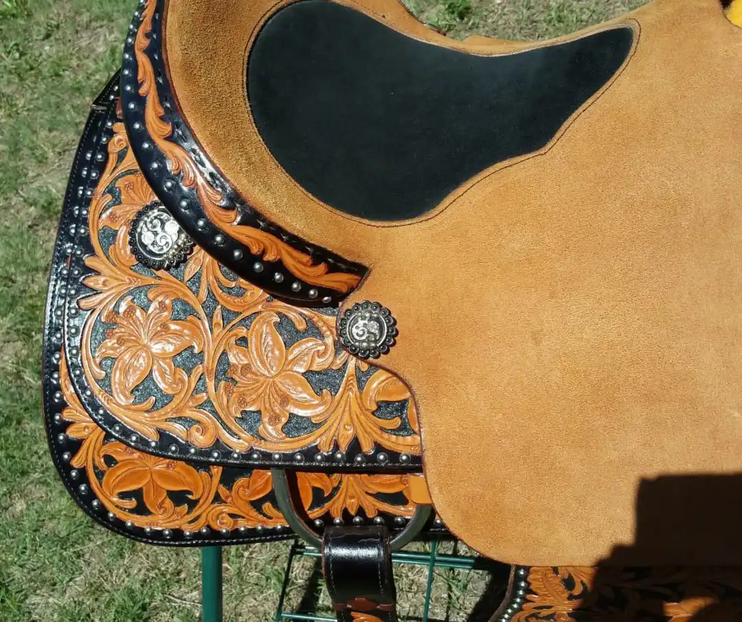 Handmade Genuine Leather Horse Western Saddle Floral Barrel racingHorse Riding Products Custom Durable Custom Sizes IN;34648