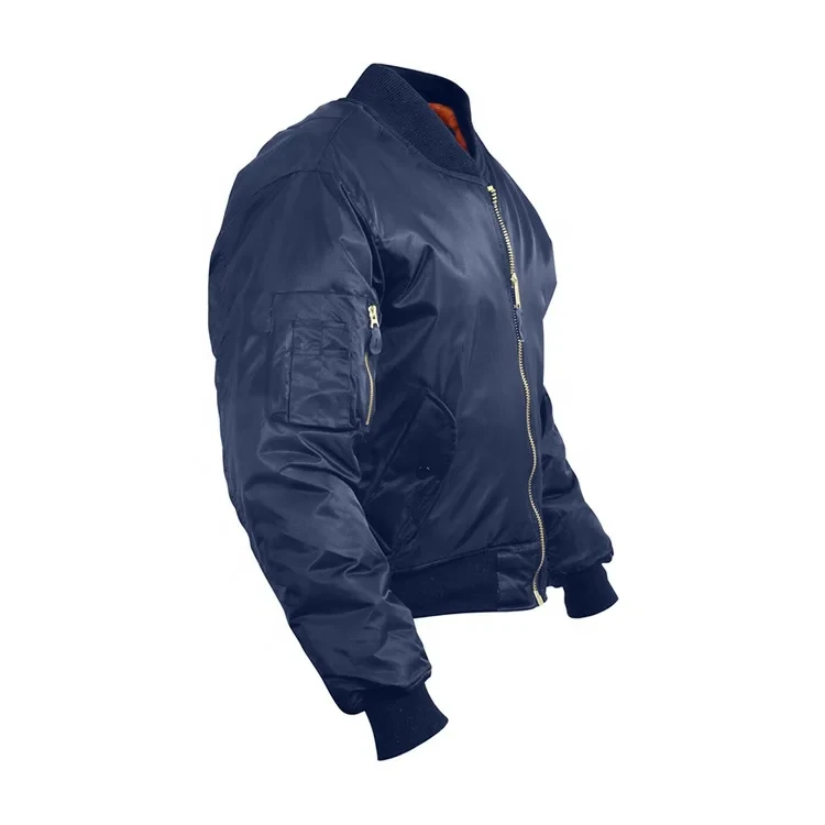 Wholesale Custom Logo Patch Plain Black Mens Spring Flight Jackets Front Pockets Cropped Men Bomber Jacket