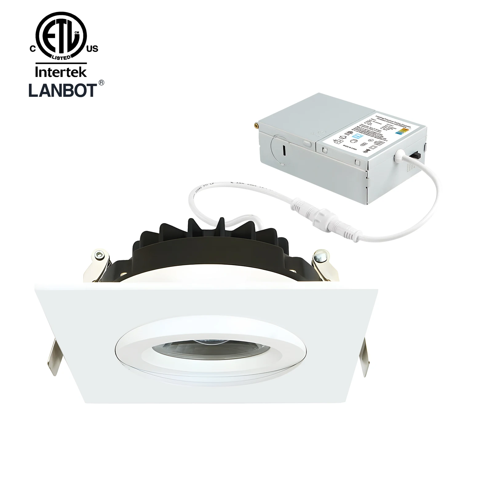 High quality 4inch 9W 0-10V Dimmable LED Dimbal Downlight for Wet Location 3CCT Adjustable White Square Downlight ETL ES FCC