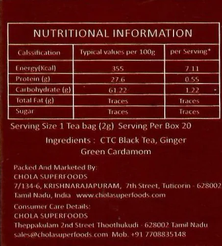 Healthy Cardamom Ginger Black Tea blended for refreshing and relaxing 100% Natural for boosting energy at wholesale price