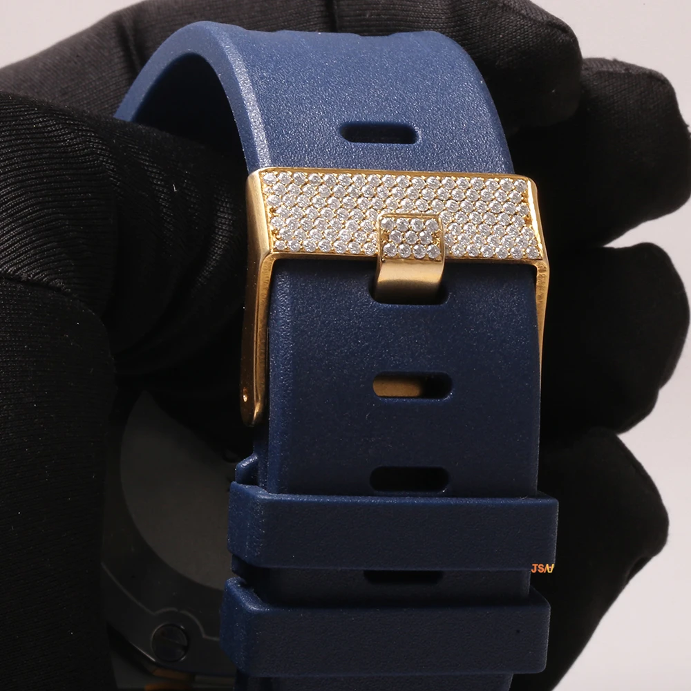 Sterling Silver Branded Handmade High Quality Automatic Setting Band Iced Unisex Luxury Fine Jewelry Moissanite Diamond Watch