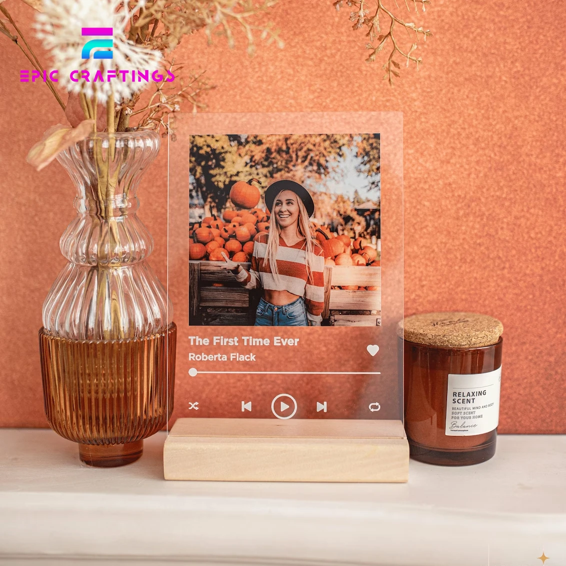Personalized Acrylic Spotify Plaque with Custom Photo Customized Music Song Album Cover Art Print Romantic Anniversary Gift