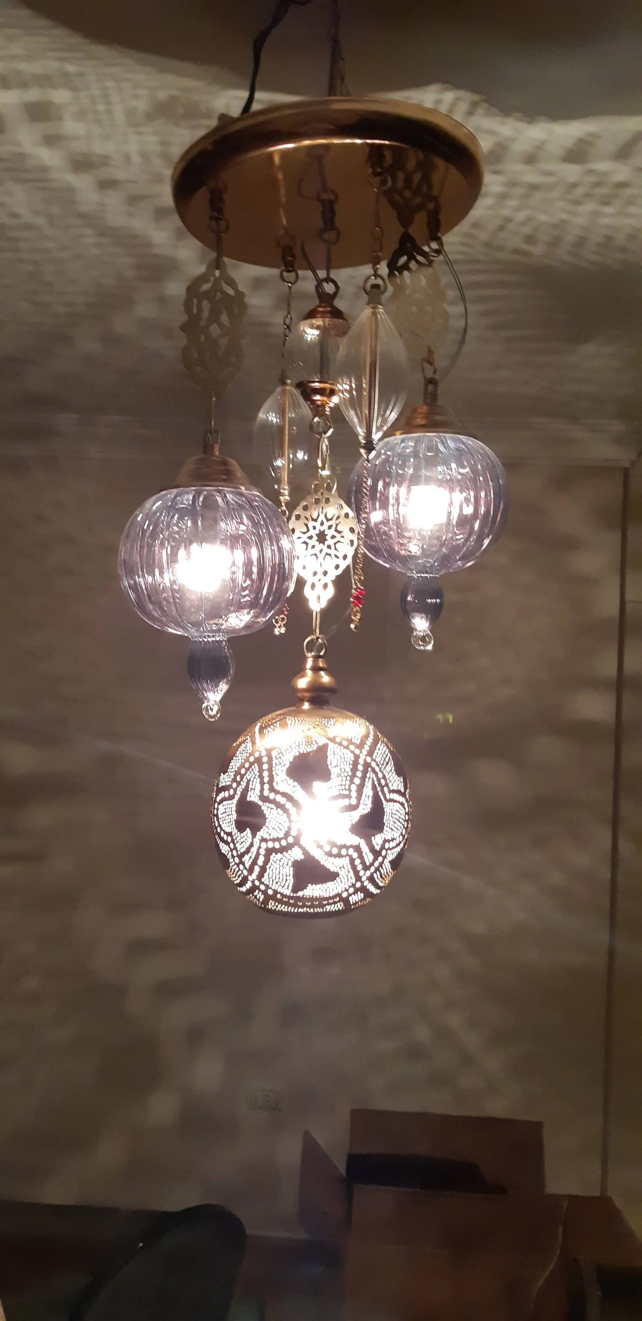 Handmade Brass cooper lighting ceiling lights , handmade decorative Moroccan Egyptian made light shade light hand blown glass