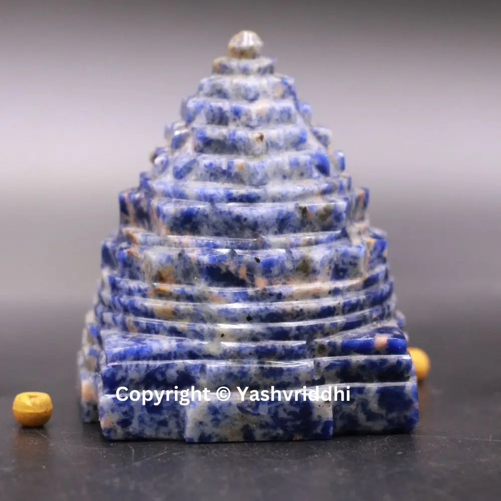Best Quality Spiritual Growth Gemstone Soda Lite Meru Shree Yantra Mind Clarity Manifestation Tool Balance and Harmony