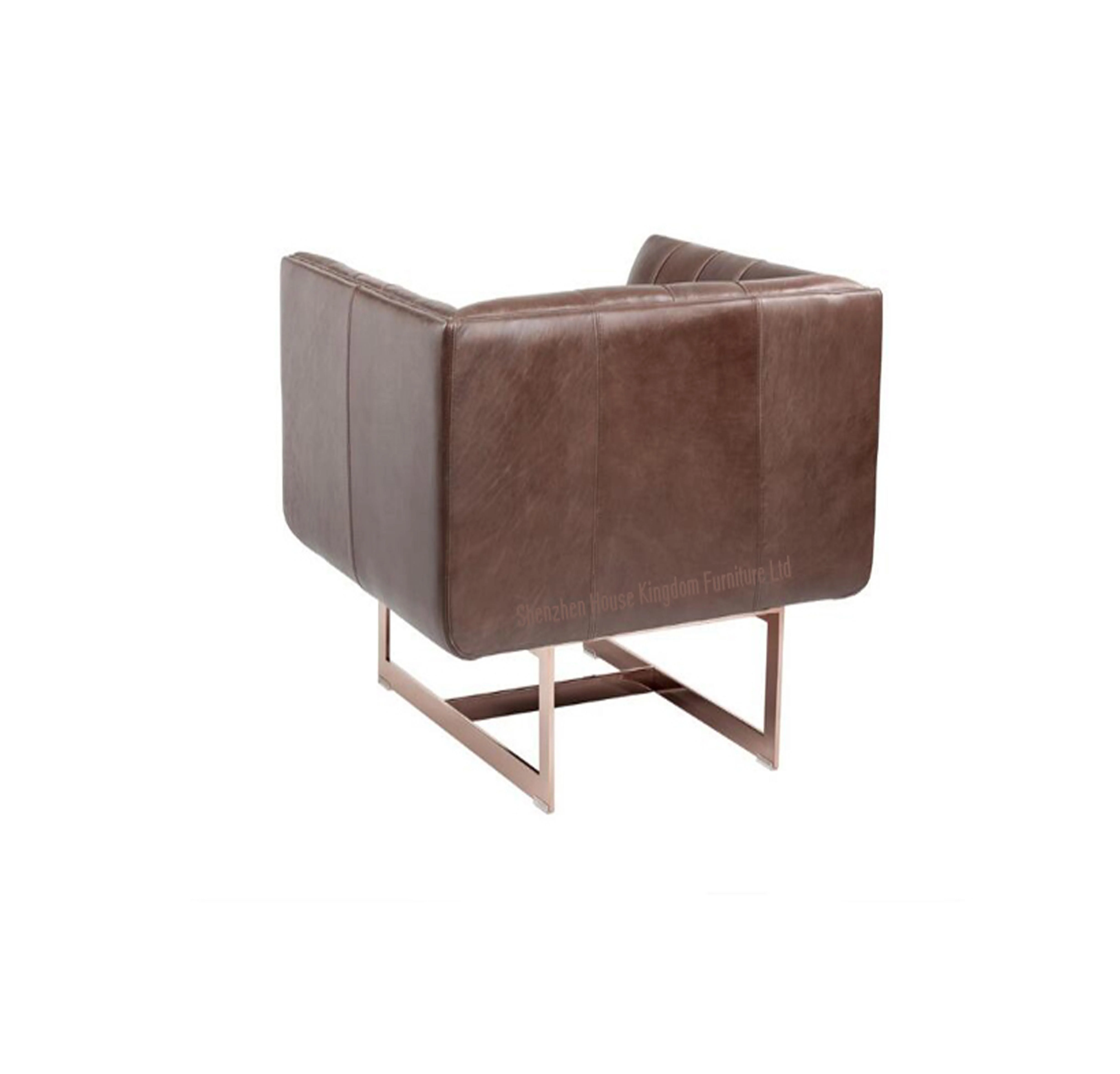 Modern Design 100% Pure Leather Wide Genuine Leather Top Grain Leather Armchair