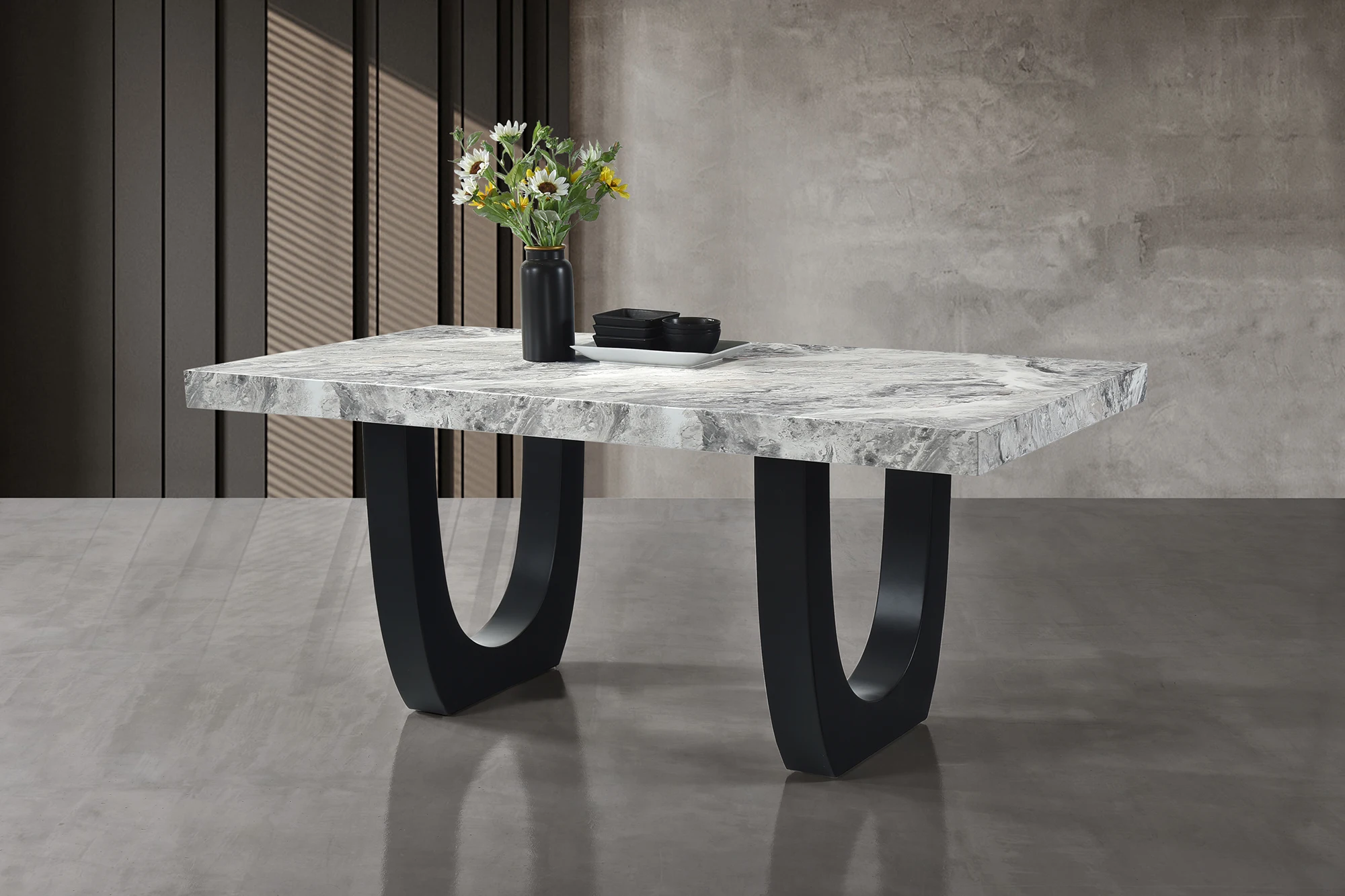 Malaysia Marble Dining Table Luxury Customized Modern ECC Material Durable Heat Stain Resistant EDN918 GMB Design Home Office
