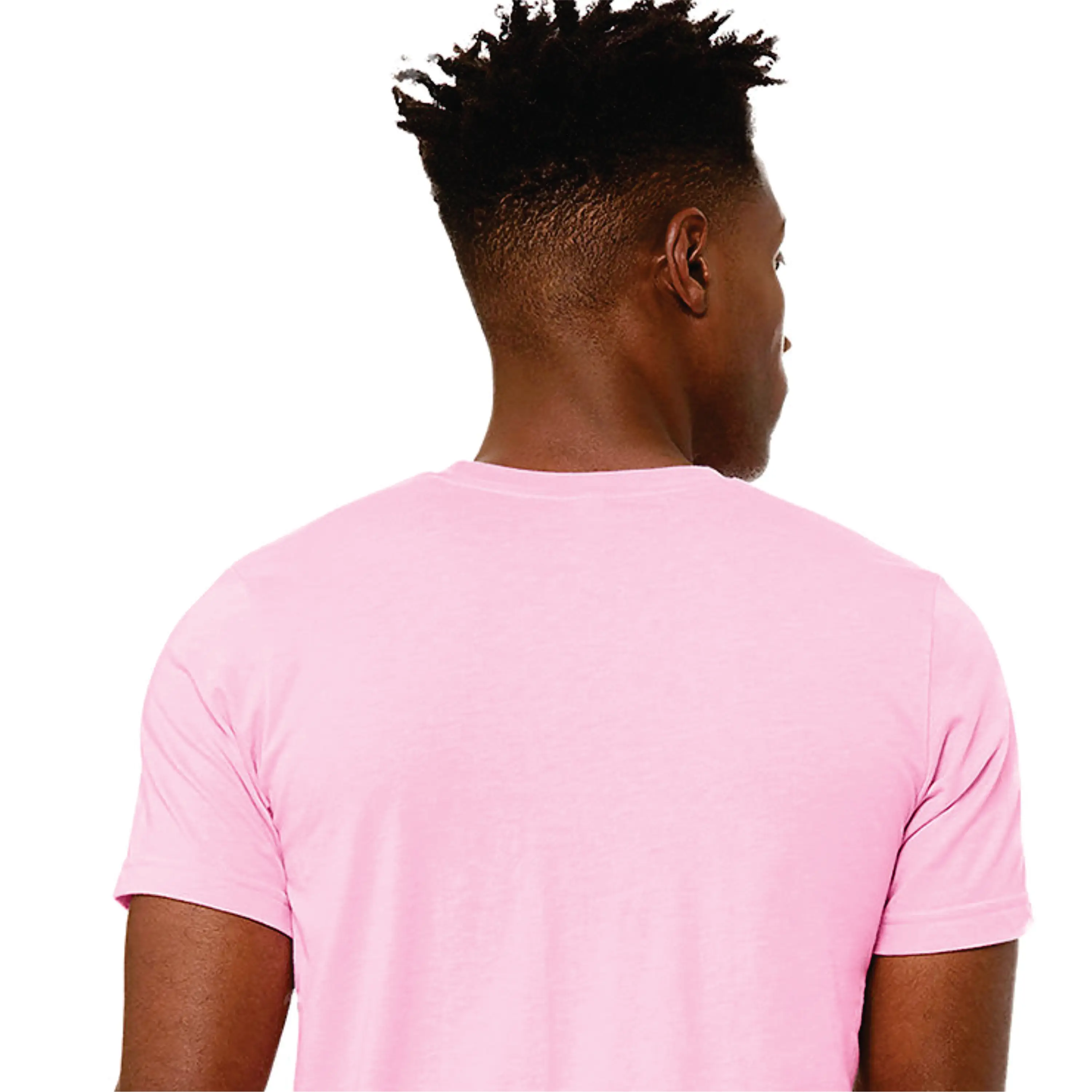 Heather Bubble Gum Unisex CVC Short Sleeve T-Shirt: 52% Airlume Combed and Ring Spun Cotton, 48% Poly, 32 Singles, 4.2 oz