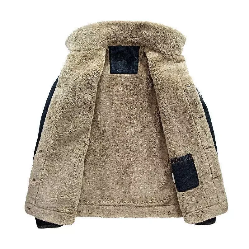 Denim Jacket Mens Warm Thicken Fleece Fur Collar Jeans Coats Men Casual Hip Hop Cowboy Jackets