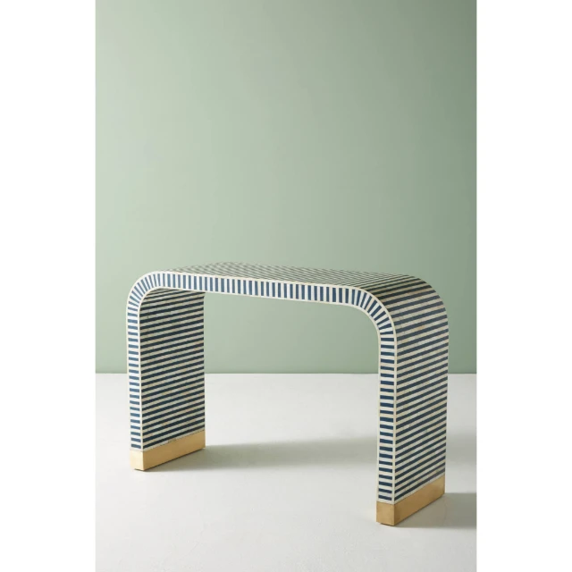 Bone Inlay Waterfall Modern Living Hallway Console Table Furniture For UAE UK USA Latest Inlay Resin White Black Strip Console