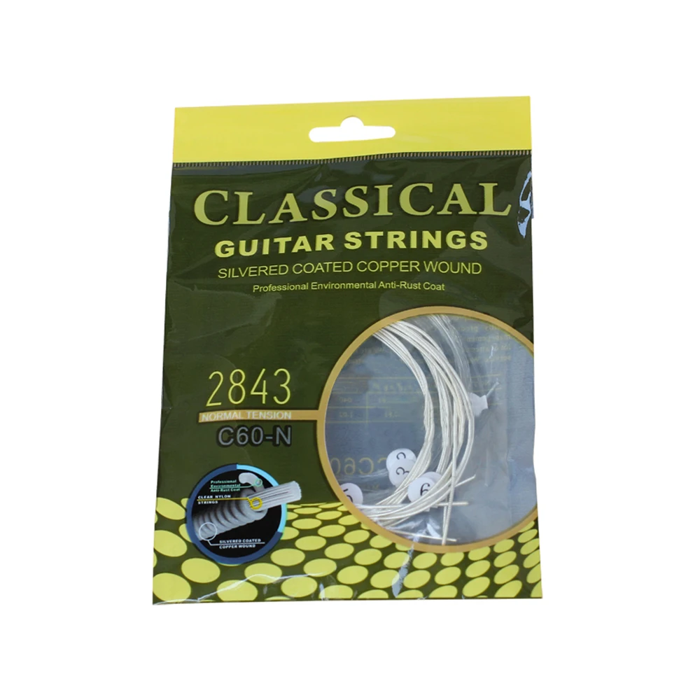 Classical Guitar Strings full sets Clear Nylon for E-1st B-2nd G-3rd and Nylon Core Colorful Coated Copper Alloy Wound for D-4