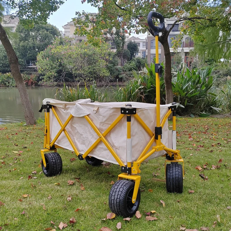 Wholesale Outdoor Beach Camping Collapsible Utility Wagon 4 Wheel Garden Tool Folding All Terrain beach wagon big wheels