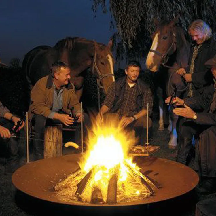 garden patio mild steel decorative fire bowl wood warming fireplace outside round corten metal fire pit