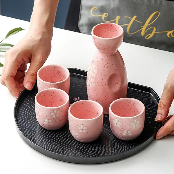 Cherry Blossom Plastic Semicircle Tray Japanese Party Restaurant Tableware Supplies