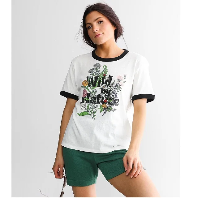 Soft Lady Fabric T-Shirt Black with Machine Printed Logo Comfortable Short Length Half Sleeves round Neck-Customizable