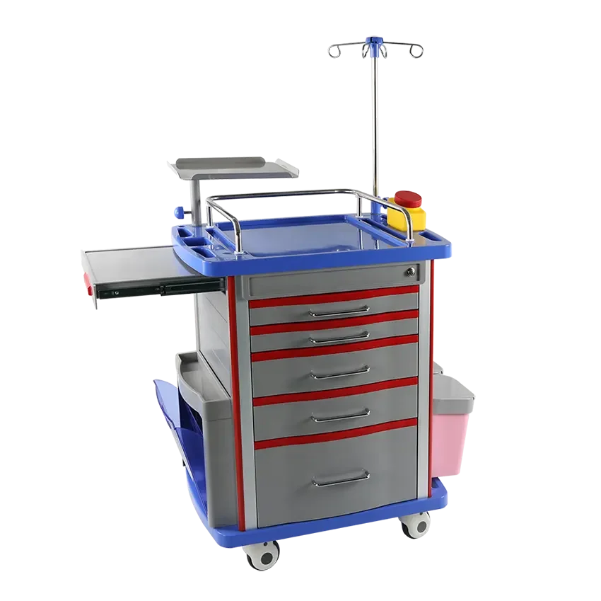Hospital ABS Medical Emergency Trolley Crash Cart Medicine Trolley for Hospital use