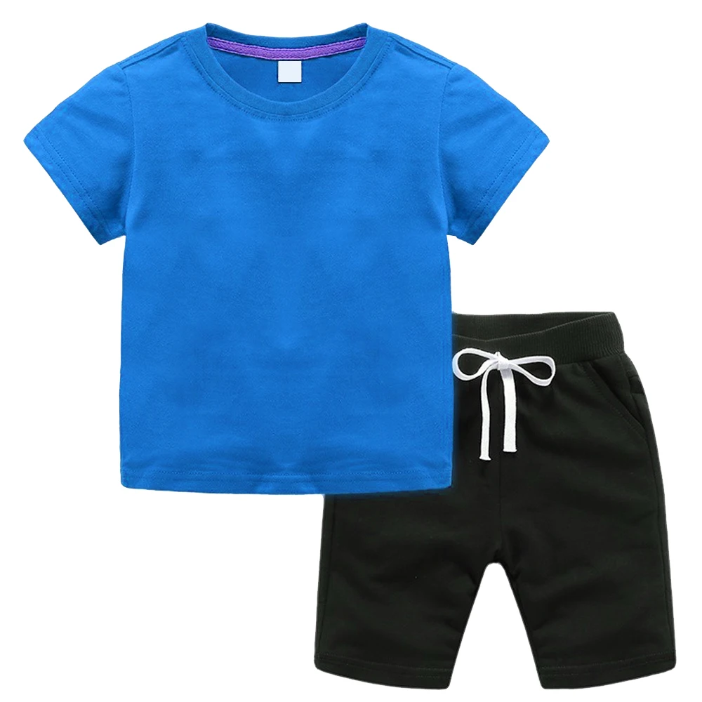 Wholesale OEM short sleeve 2pcs t shirt shorts sets top dotted shorts children kids sets