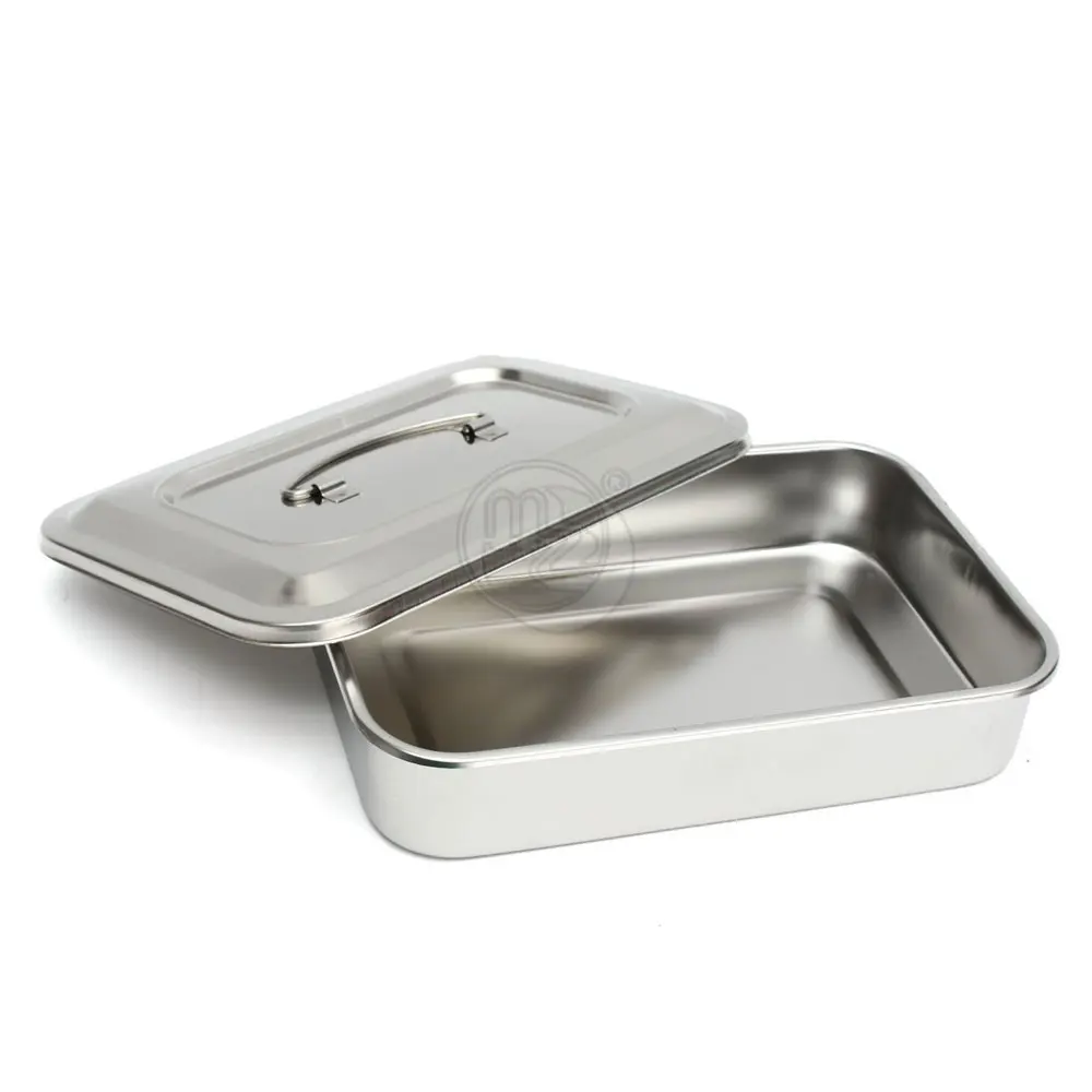 Stainless Steel Instrument Sterilization Tray With Lid Surgical Instruments Box Medical Tray
