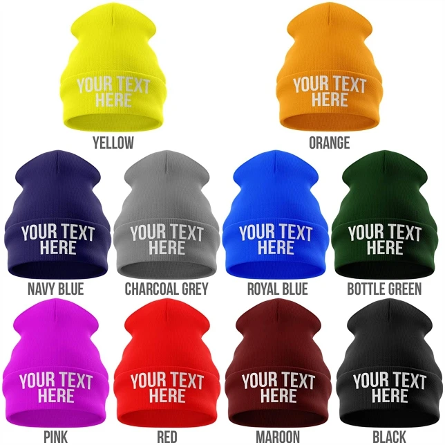 Purple Print House Personalised Beanie Hat - Custom Text Embroidered Beanie Winter Hat Personalised Gifts