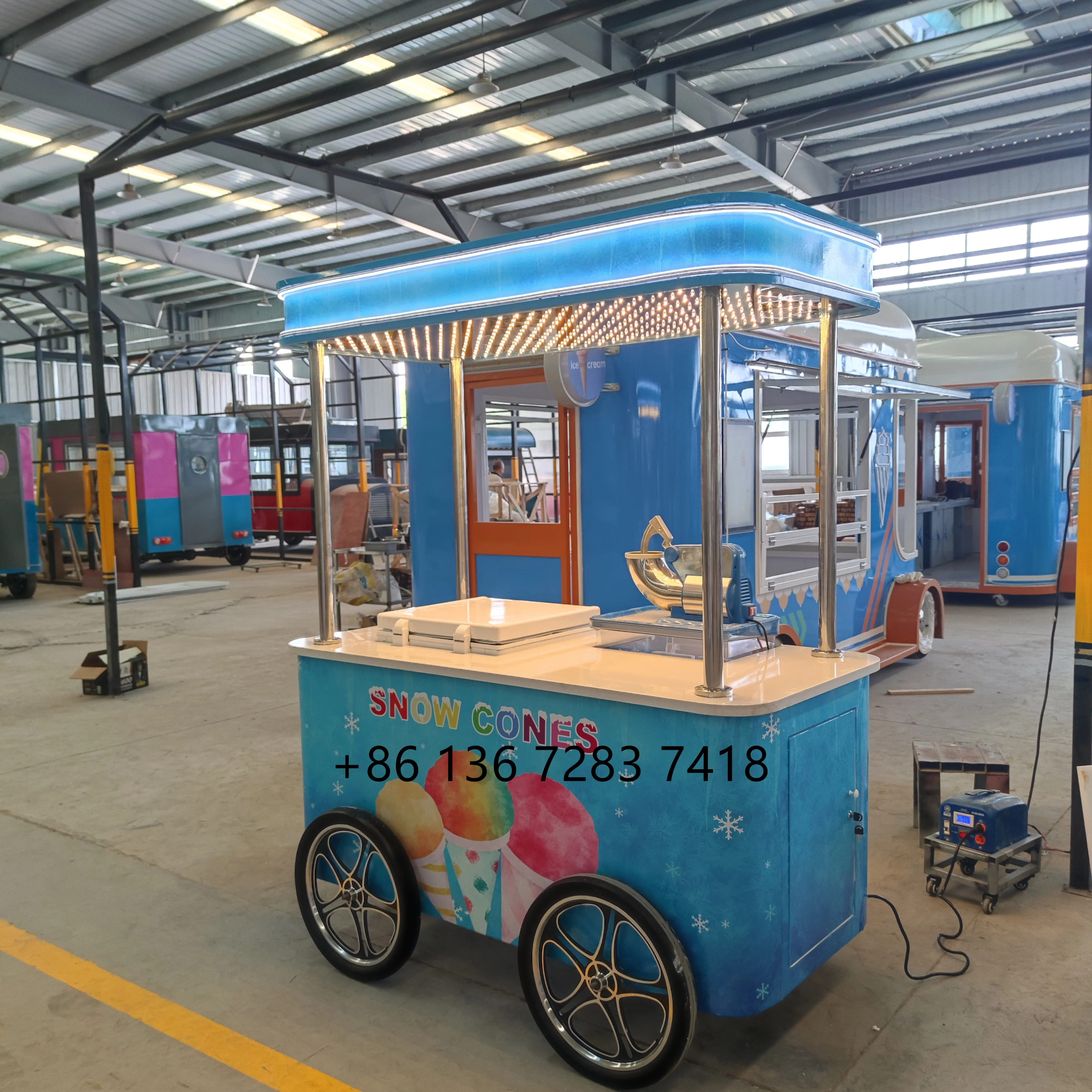LVKE Street mini hand push cart with fast food hot dog coffee trailer mobile cart
