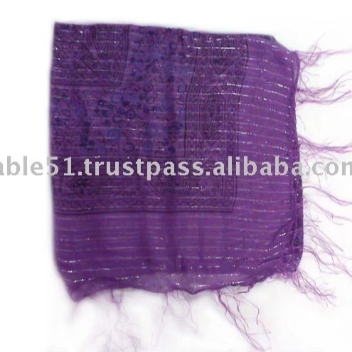 100% Cotton Lurex Printed Scarf with Fringes Custom Logo High Quality Casual Adult Headwear Comfortable to Wear