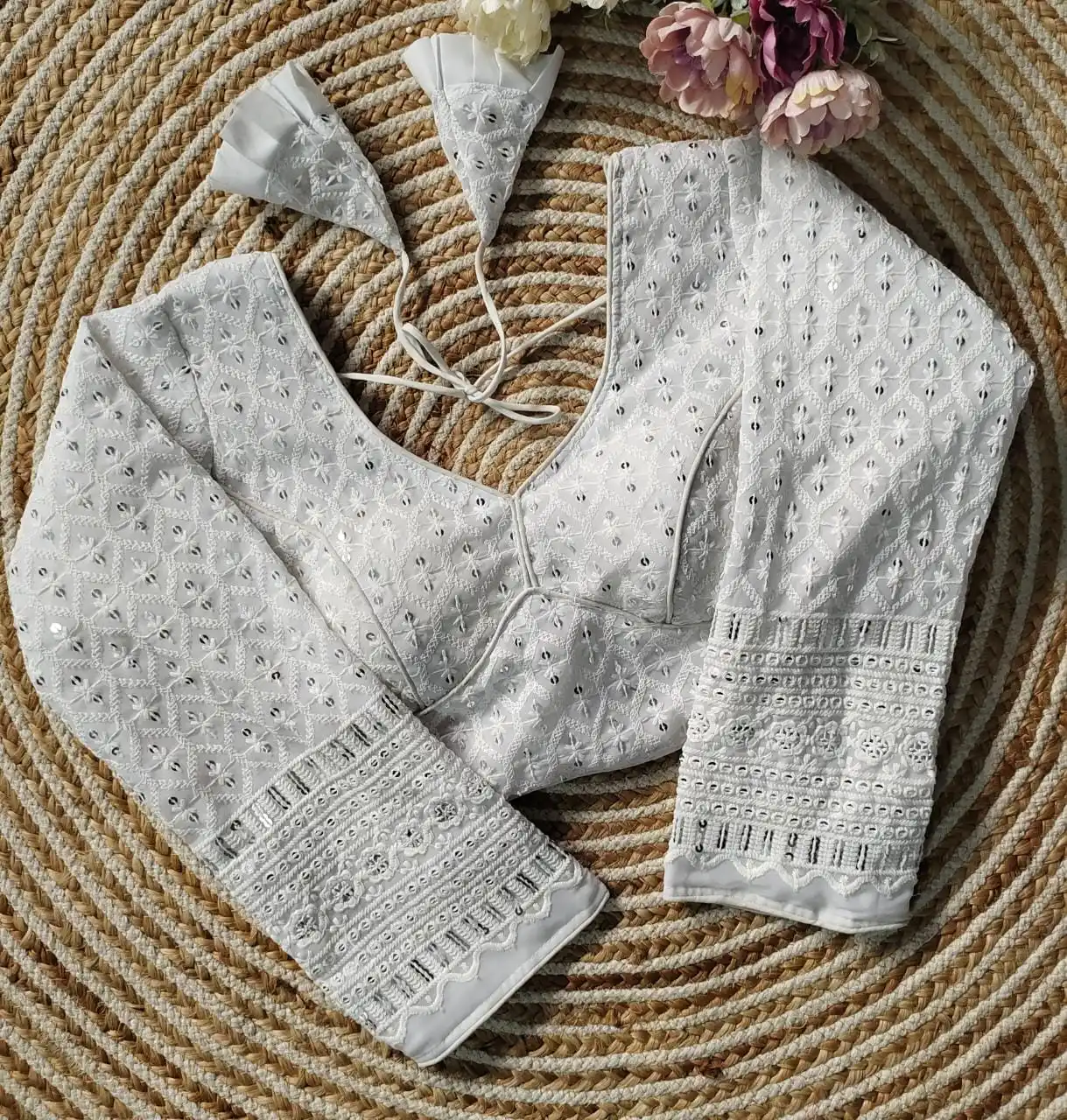 ready made blouse Western Design With Chikan Work saree blouse readymade women sexy readymade saree blouse wholesale